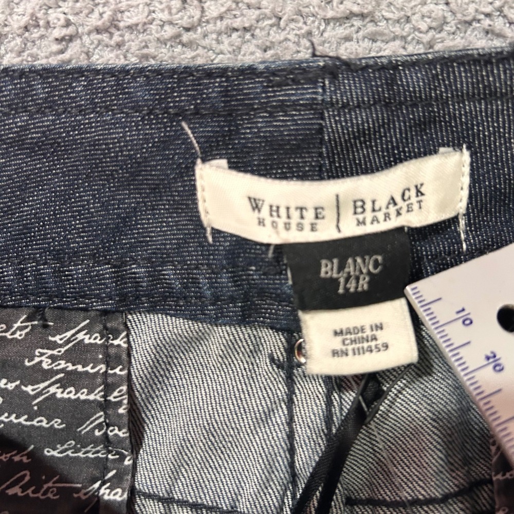 White House Black Market Flare Jeans 14R Dark Wash Y2K Officecore Minimalist - Picture 6 of 11